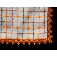 Vintage Wolle Braun Orange Tischdecke Retro Design 100x70cm Grün von MinasTreasureChest