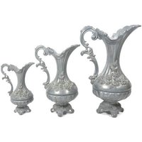 Vintage Zinn Blätter Und Blumen Krug Set Serving Von 3 Weinkrügen von MinasTreasureChest
