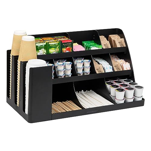 Mind Reader 14-Compartment, 3-Tier Coffee Cup and Snack Countertop Organizer, 24" L x 11.5" W x 12.5" H, Plastic, Black Mind Reader 14-Compartment, 3-Tier Coffee Cup and Snack Countertop Organizer, 24" L x 11.5" W x 12.5" H, Plastic, Black von Mind Reader