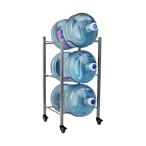 Mind Reader 3TJUGWH-SIL Holds three 5 Gallon Jugs, Water Cooler, Rack, Wheels, Metal, 16.5" L x 13.75" W x 31" H von Mind Reader