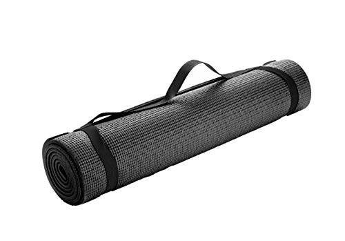 Mind Reader All Purpose Extra Thick Yoga Fitness & Exercise Mats with Carrying Strap, High-Density Anti-Tear, Black von Mind Reader