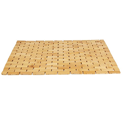 Mind Reader Bali Collection, Luxury Roll Up Bamboo Shower Bath Mat, 23.5" L x 16.5" W x 0.4" H, Brown von Mind Reader