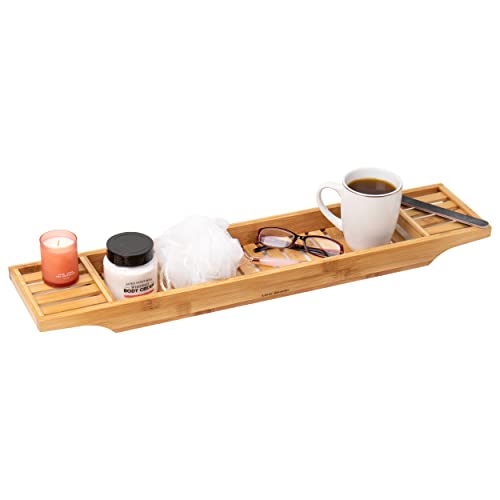 Mind Reader Bali Collection, Luxury Bamboo Bath Caddy, 27.5 x 5.75, 27.5" L x 5.75" W x 1.75" H, Brown von Mind Reader