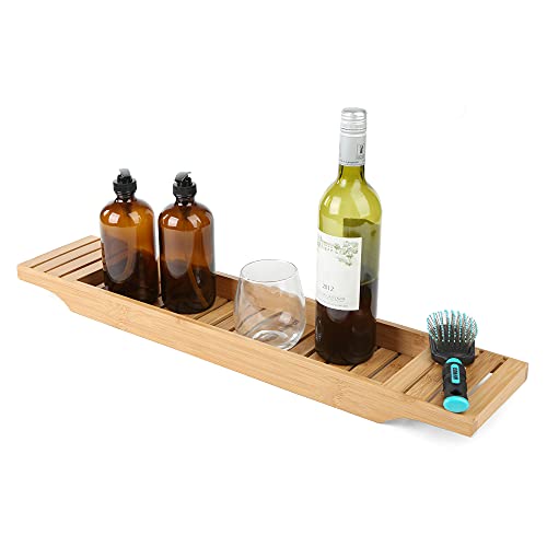 Mind Reader Bali Collection, Luxury Bamboo Bath Caddy, 27.5 x 5.75, 27.5" L x 5.75" W x 1.75" H, Brown von Mind Reader