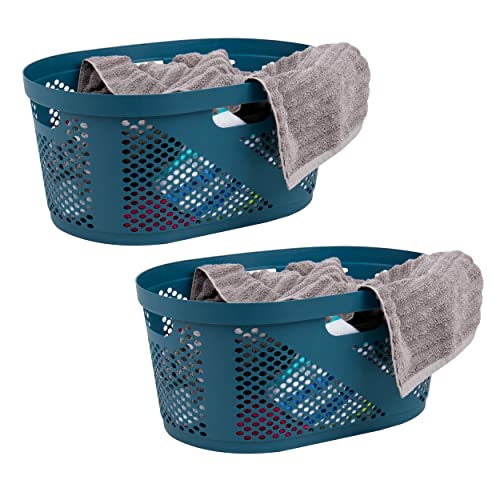 Mind Reader Basket Collection Wäschekorb, 40 Liter Fassungsvermögen, ausgeschnittene Griffe, belüftet, 2 Stück, blau von Mind Reader