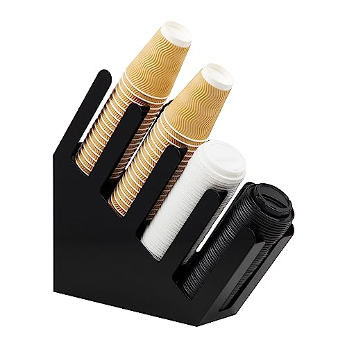 Mind Reader Foundation Collection, 4-Compartment Graduated Coffee Cup Dispenser, 20 Cup Capacity per Compartment, Countertop Organizer, Kitchen and Breakroom, 4"L x 18"W x 16"H, Black von Mind Reader