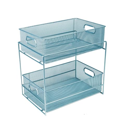 Mind Reader HCABASK2T-BLK 2-stöckiger Schrank, stahl, Turquoise 2 Tier Mesh, Einheitsgröße von Mind Reader