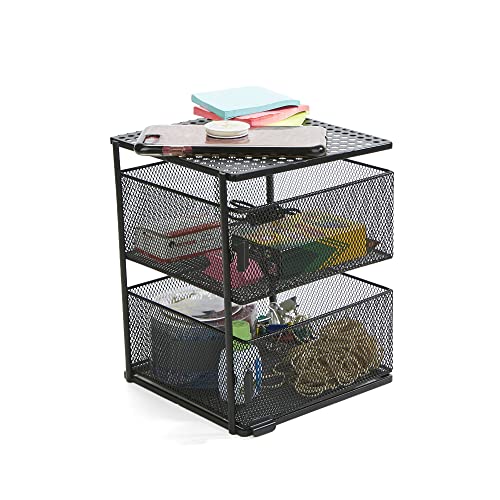 Mind Reader Schreibtisch-Aufbewahrungskörbe, magnetische Oberseite, Aufbewahrung, Arbeitsplatz, Büro, Metallgitter, 18 cm L x 17,8 cm B x 23,5 cm H, Schwarz von Mind Reader