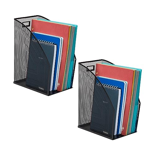 Mind Reader Vertical File Storage, Desktop Organizer, Workspace, Office, Metal Mesh, 6.25" L x 10" W x 12.5" H, Set of 2, Black von Mind Reader