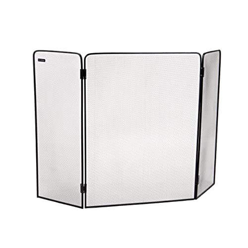 Mind Reader Hearth Collection, 3-Panel Fireplace Screen Door, Hinged, Portable, Indoor/Outdoor, 26.25" L x 0.25" W x 24" H, Black von Mind Reader