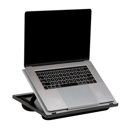 Mind Reader Laptop-Ständer, Betttablett, zusammenklappbar, Kissen, tragbar, Wohnheim, Kunststoff, 37,5 cm L x 27,9 cm B x 18,5 cm H, Grau von Mind Reader