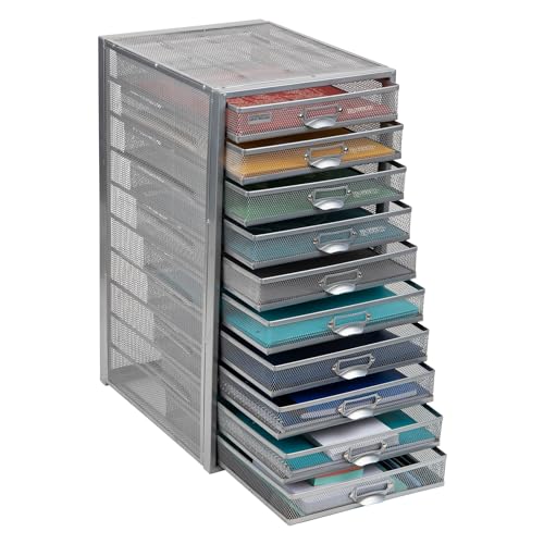 Mind Reader Mesh Desk Aufbewahrungs-Organizer, robust, vielseitig einsetzbar, Metall, Silber 10 Schubladen, 10 Drawer von Mind Reader