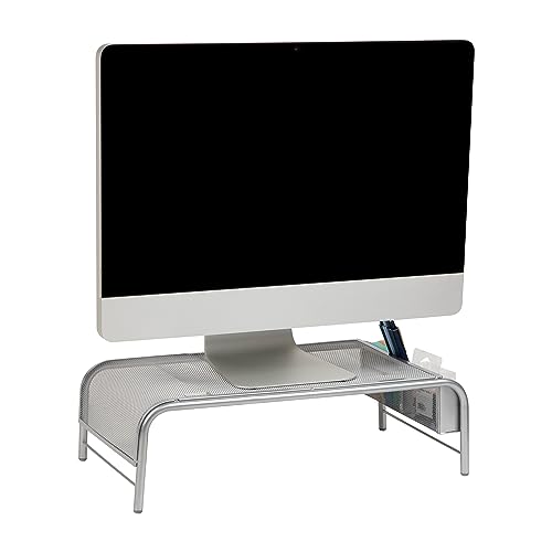 Mind Reader Monitor Stand, Laptop Riser with 2 Storage Compartments, Metal Mesh, Silver Mind Reader Monitor Stand, Laptop Riser with 2 Storage Compartments, Metal Mesh, Silver von Mind Reader