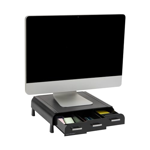 Mind Reader PC, Laptop, IMAC Monitorständer und Schreibtisch-Organizer, 32,7 x 34,2 x 6,9 cm, Schwarz von Mind Reader