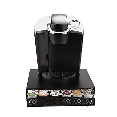 Mind Reader Network Collection, Single Serve Coffee Pod Drawer, 36 Coffee Pod Capacity, Coffee Machine Base, Solid Metal Top with Decorative Mesh Drawer, 9.5"L x 12.25"W x 2.5"H, Black von Mind Reader