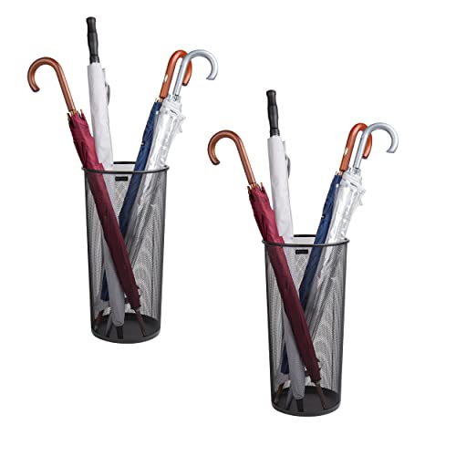 Mind Reader Network Collection, Umbrella Stand, 12 Umbrella Capacity, Entryway Organizer, Reinforced Solid Rim and Base, Metal Mesh, Set of 2, 10.25" L x 10.25" W x 19.5" H, Black von Mind Reader