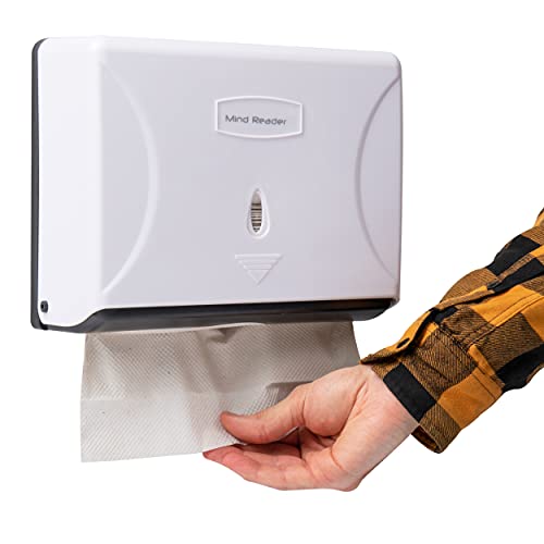 Mind Reader PTWIDE-WHT Multifold Dispenser Paper Towel Holder, Restroom, Wall Mount, 3.75"L x 10.25"W x 8"H, Plastic, White von Mind Reader