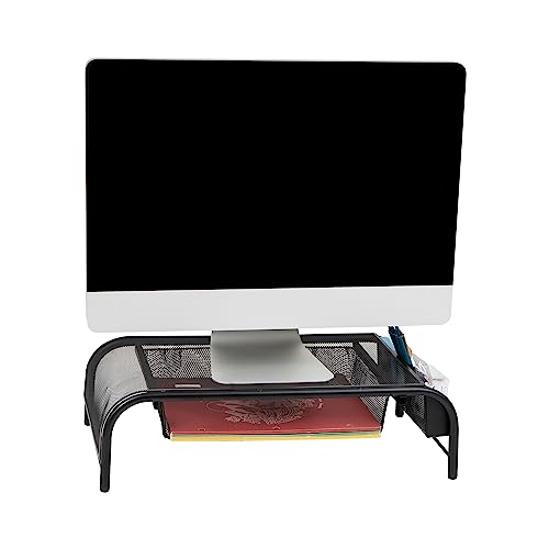 Mind Reader 'Raise' Metall Mesh PC Laptop IMac Computer Monitor Stand mit Schublade, schwarz von Mind Reader