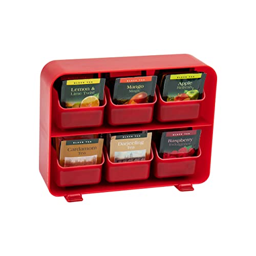 Mind Reader STBORG-RED Anchor Collection Teebeutelorganizer mit 6, herausnehmbare Schubladen, Kunststoff, rot von Mind Reader