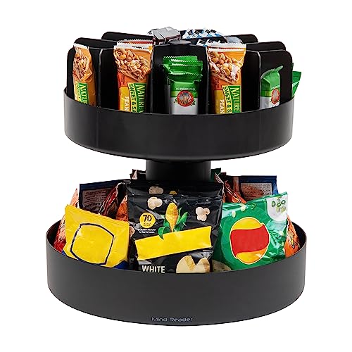 Mind Reader 2-stöckiges Snack-Karussell, Arbeitsplatten-Organizer, Snack-Tablett, Pausenraum, Küche, 36 cm L x 36 cm B x 35 cm H, Schwarz von Mind Reader