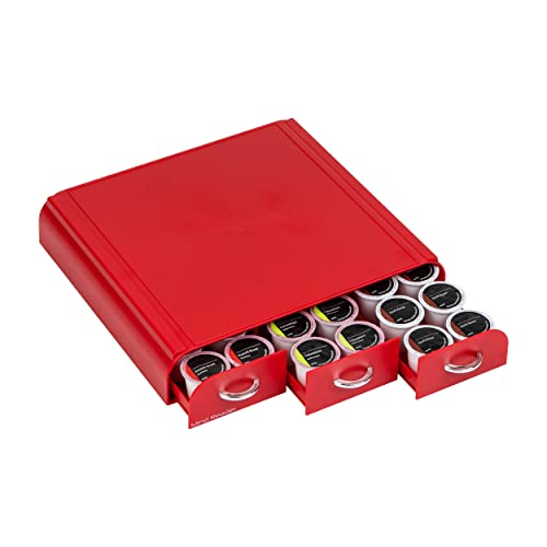 Mind Reader TRAY6-RED Kaffeekapsel-Organizer 36 Pod Capacity, Countertop, 13.5"L x 12.25"W x 2.5"H, Plastic, rot von Mind Reader