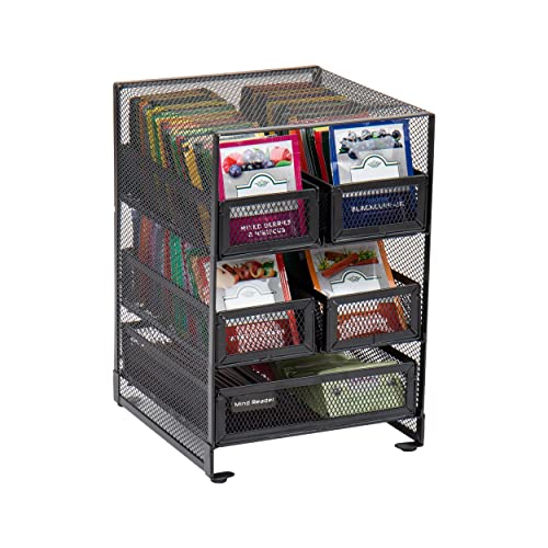 Mind Reader Teebeutelorganizer, Teestation-Organizer, Arbeitsplattenaufbewahrung, Küche, Metallnetz, 17,8 cm L x 17,1 cm B x 25,4 cm H, Schwarz von Mind Reader