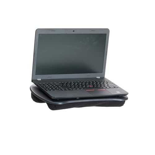 Mind Reader Tragbarer Laptop-Schreibtisch mit Griff, integriertes Kissen für Komfort, Schwarz, 12.5 D x 17 W x 3 H von Mind Reader