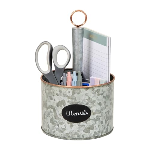 Mind Reader Utensilienhalter, Besteck-Organizer, Besteckhalter, verzinktes Metall, 16,5 cm L x 16,5 cm B x 26,7 cm H, Silber von Mind Reader