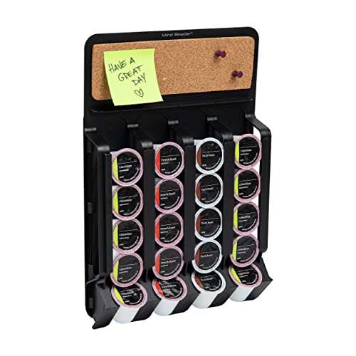 Mind Reader WMNT-BLK Halterung Wall Single Serve Storage Organizer and Memo Board, 20 Coffee Pod Capacity, Magnetic or Adhesive Mount, 10.75" L x 15.5" W x 2.5" H, Plastic, Black von Mind Reader