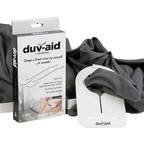 Mind Reader duvaid Duvet Cover Wechsler Set - Einfaches Wechseln des Bettbezugs selber Verhindert Verrutschen, 2 Griffe pro Packung, Weiß von Mind Reader
