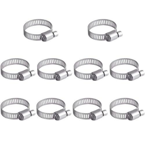 Mindwissup 10 Stück Schlauchschellen, 16-25mm 304 Edelstahl Schlauchklemmen Einstellbare Rohrschellen Schlauch Clips für Gas Rohr, Wasserrohr, Abluftschlauch von MindWissUp