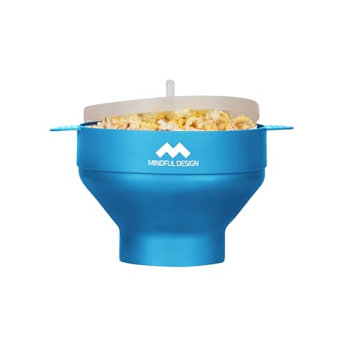 Das ORIGINAL Mindful Design Mikrowellen-Popcorn-Popper - Silikonschüssel, BPA-frei & spülmaschinenfest (Hellblau) von Mindful Design