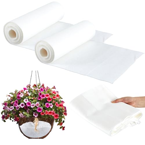 Mindsoft 2 Rollen 11,8 Zoll x 3 m (jeweils) selbstbewässernde Hängekorbauskleidung, Bewässerungseinlagen, Absorbierende Matte für Hängekörbe, Pflanzgefäße und Behälter, Pflanzgefäßeinsatz, Matte von Mindsoft