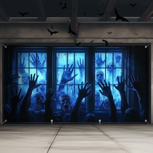 Mindsoft Halloween Garagentor Banner 1.8 x 4.0 m Große Halloween Garagentor Dekoration mit Ösen Haken und Schlaufenverschlüssen, Blau Gruseliger Schädel Hängender Hintergrund Wanddekoration für Party Mindsoft Halloween Garagentor Banner 1.8 x 4.0 m Große Halloween Garagentor Dekoration mit Ösen Haken und Schlaufenverschlüssen, Blau Gruseliger Schädel Hängender Hintergrund Wanddekoration für Party von Mindsoft