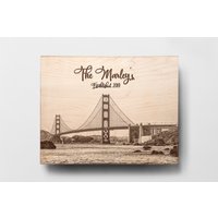 Custom San Francisco Golden Gate Bridge Schneidebrett Aus Holz Graviert 14x11" von MineByDesignStudio