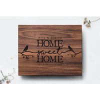 Home Sweet Schneidebrett Mit Adresse Graviert, Personalisierte Wohnung, Klient Einzigartige Geschenkidee von MineByDesignStudio