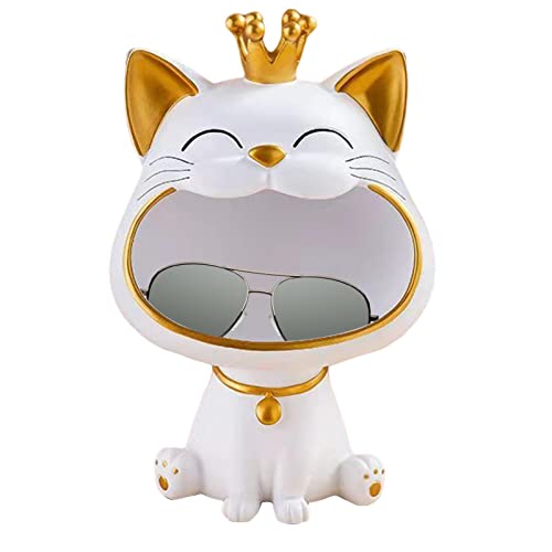 Lachende Katze Figuren Statue,GroßEr Mund Katze Aufbewahrungsbox, GlüCkliche Katzen Lagerung Box, KäTzchen SchlüSsel Schale, Schmuck Tablett, Home Decor Geschenk von Mineatig