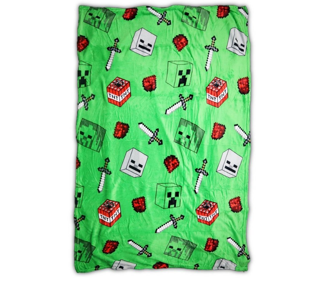 Kinderdecke Minecraft Creeper Zombie Skelett Kinder Flanell Fleecedecke, Minecraft, Kuscheldecke 110x150 cm von Minecraft