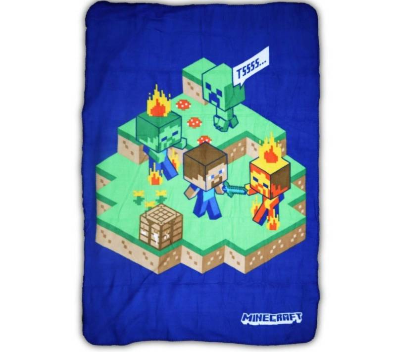 Kinderdecke Minecraft Steve Creeper Zombie Kinder Fleecedecke, Minecraft, leichte Kuscheldecke 100x140 cm von Minecraft