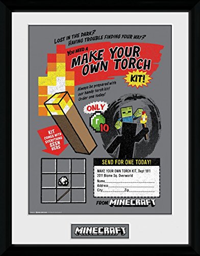 Minecraft Poster Make Your Own Torch Gerahmtes Bild Für Fans Und Sammler | Wand-Bilder | Im Bilderrahmen 40x30 cm von Minecraft