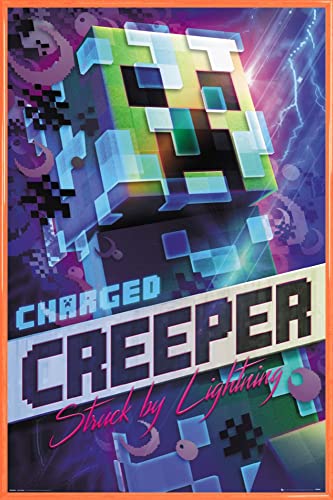 Minecraft Poster Plakat | Bild und Kunststoff-Rahmen - Charged Creeper (91 x 61cm) von Minecraft