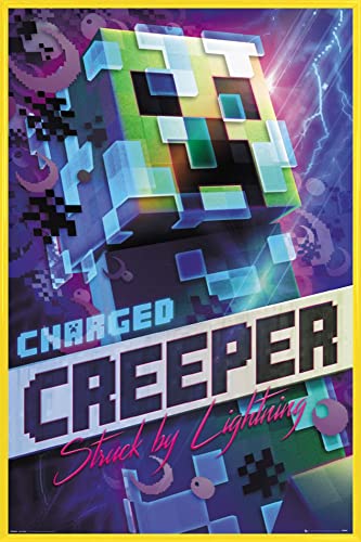 Minecraft Poster Plakat | Bild und Kunststoff-Rahmen - Charged Creeper (91 x 61cm) von Minecraft