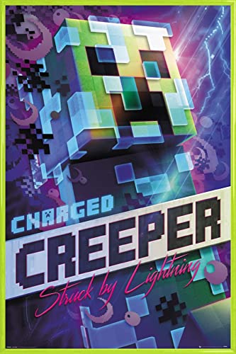 Minecraft Poster Plakat | Bild und Kunststoff-Rahmen - Charged Creeper (91 x 61cm) von Minecraft