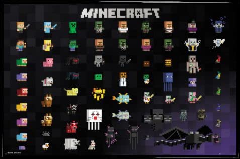 Minecraft Poster Plakat | Bild und Kunststoff-Rahmen - Pixel Sprites (91 x 61cm) von Minecraft