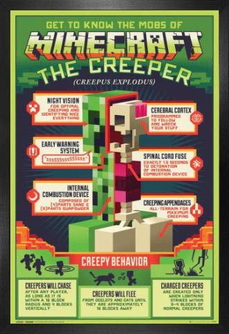 Minecraft Poster Plakat | Bild und MDF-Rahmen - Creepy Behaviour (91 x 61cm) von Minecraft