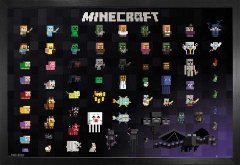 Minecraft Poster Plakat | Bild und MDF-Rahmen - Pixel Sprites (91 x 61cm) von Minecraft