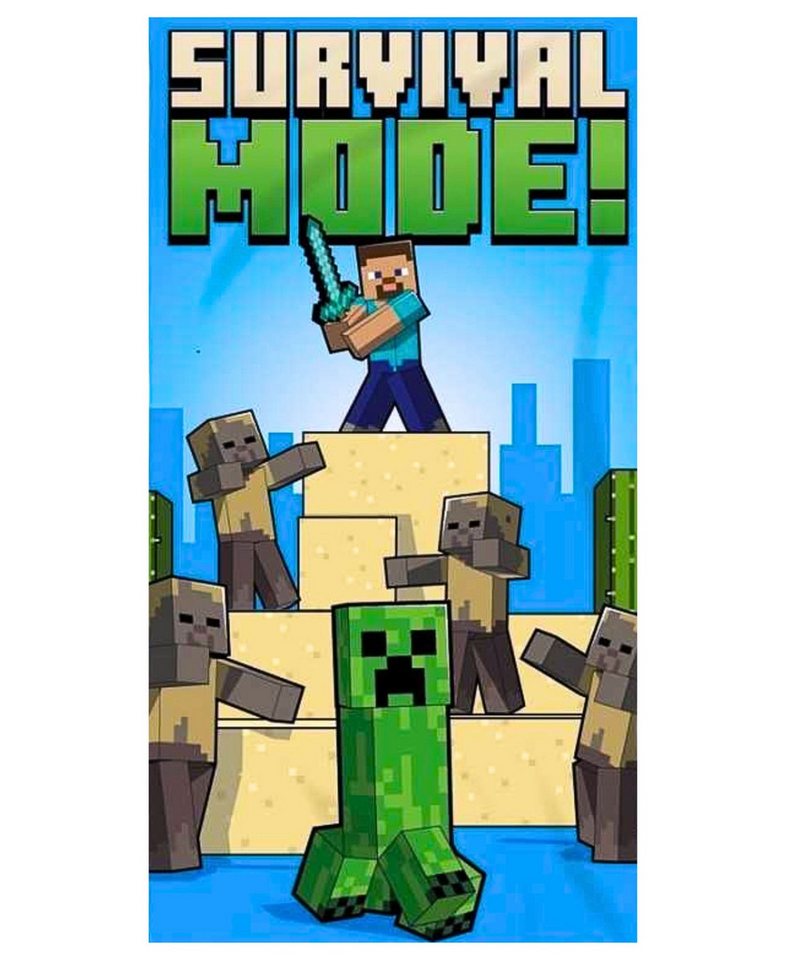 Minecraft Badetuch SURVIVAL MODE, Baumwolle, Kinder Strandtuch 70 x 140 cm von Minecraft