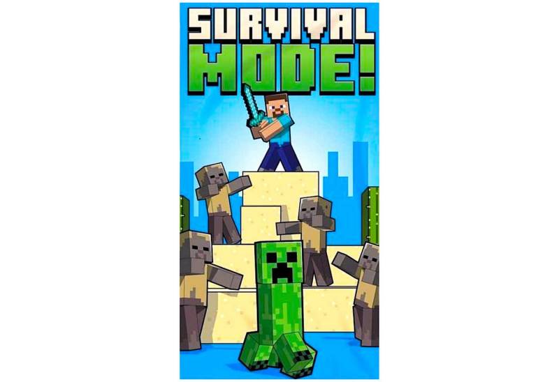 Minecraft Badetuch SURVIVAL MODE, Baumwolle, Kinder Strandtuch 70 x 140 cm von Minecraft