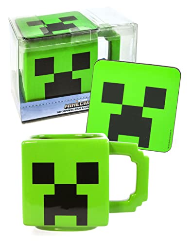 Minecraft Creeper Becher & Untersetzer Set Weihnachtsspiele Geschenke Erwachsen von Minecraft