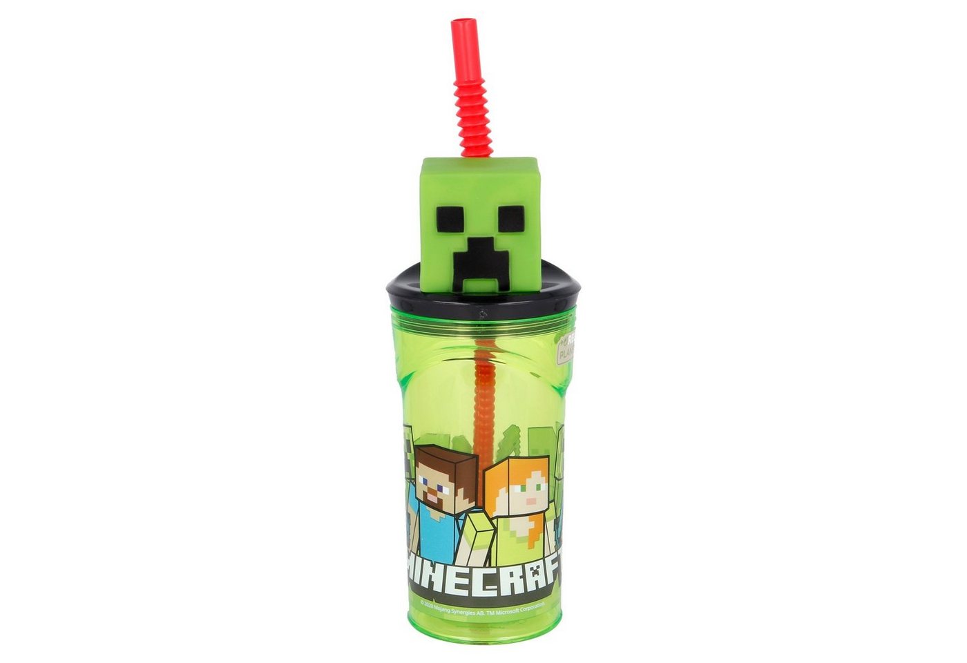 Minecraft Kinderbecher Minecraft Creeper Trinkbecher mit Halm und 3D Creeper Motiv, 360 ml von Minecraft